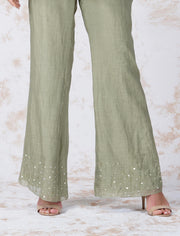 Devyani Mehrotra-Sage Green Baroque Top With Pant-INDIASPOPUP.COM
