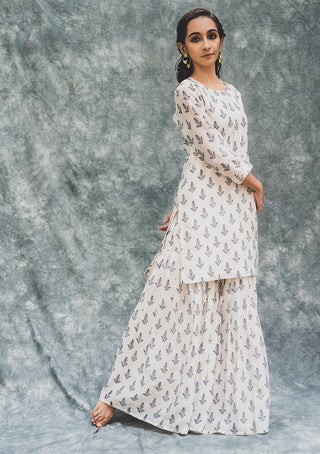 House Of Pink-Off-White Chanderi Kurta Set-INDIASPOPUP.COM