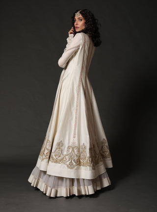 Rohit Bal-Ivory Chanderi Anarkali Set-INDIASPOPUP.COM