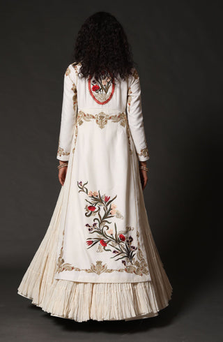 Rohit Bal-Ivory Matka Silk Split Anarkali Set-INDIASPOPUP.COM