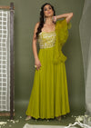 Chhavvi Aggarwal-Lime Anarkali With One Side Frill-INDIASPOPUP.COM