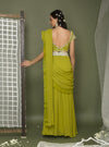 Chhavvi Aggarwal-Lime Green Pre Stitched Sari With Blouse-INDIASPOPUP.COM