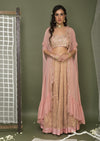 Chhavvi Aggarwal-Pink Banarasi Lehenga Set With Cape-INDIASPOPUP.COM