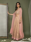Chhavvi Aggarwal-Pink Banarasi Lehenga Set With Cape-INDIASPOPUP.COM