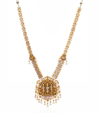 Preeti Mohan-Ram Pariwar Temple Necklace With Earring-INDIASPOPUP.COM
