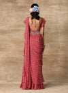 Ridhi Mehra-Berry Pink Saree Gown With Ruffle Drape & Belt-INDIASPOPUP.COM