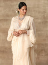 Ridhi Mehra-Ivory Peplum With Draped Ruffle Saree-INDIASPOPUP.COM