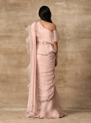 Ridhi Mehra-Blush Pink Peplum & Saree With Belt-INDIASPOPUP.COM