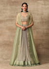 Ridhi Mehra-Apple Green Blouse & Skirt With Cape-INDIASPOPUP.COM