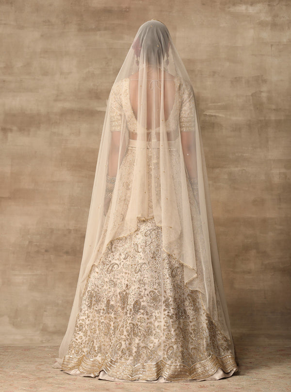 Ridhi Mehra-Ivory Paisely Blouse With Lehenga & Dupatta-INDIASPOPUP.COM