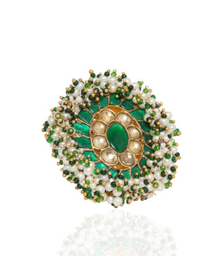 Preeti Mohan-Green Kundan Ring-INDIASPOPUP.COM
