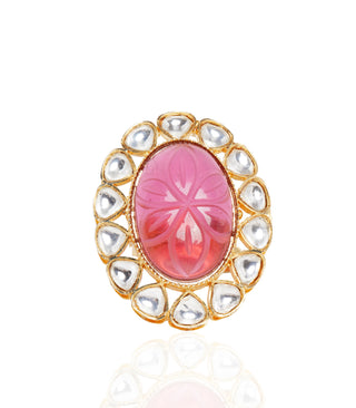 Preeti Mohan-Pink Kundan Ring-INDIASPOPUP.COM