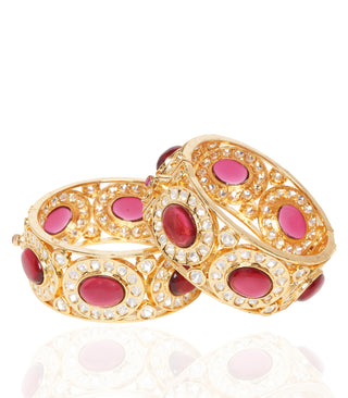 Preeti Mohan-Gold Plated Pink Bangles-INDIASPOPUP.COM