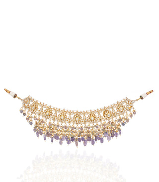 Preeti Mohan-Blue Kundan Choker Necklace With Earring-INDIASPOPUP.COM