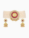 Tizora-Pink Pachi Kundan Choker Set-INDIASPOPUP.COM