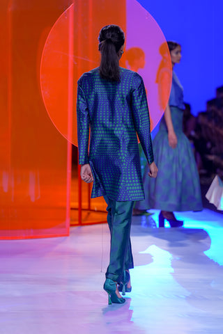 Siddhartha Bansal-Green Embellished Long Jacket And Pants-INDIASPOPUP.COM