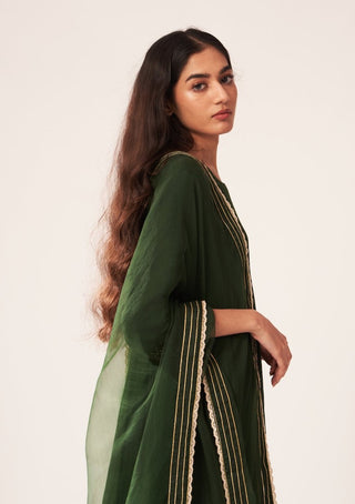 Dot-Emerald Green Embroidered Kurta Set-INDIASPOPUP.COM