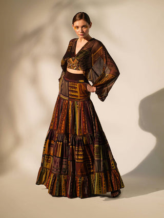 Nikita Mhaisalkar-Multicolour Abstract Print Skirt-INDIASPOPUP.COM