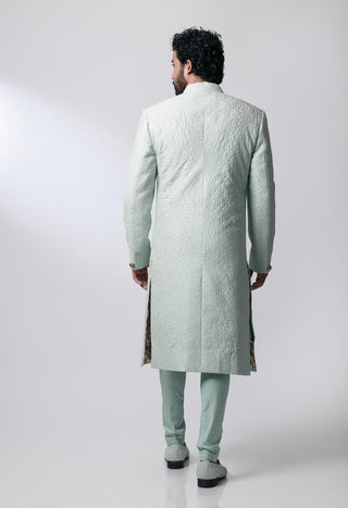 Nautanky-Turquoise Embroidered Sherwani Set-INDIASPOPUP.COM