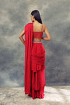 Bhumika Sharma-Ruby Red Saree With Bralette & Belt-INDIASPOPUP.COM