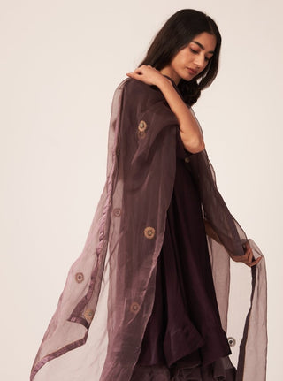 Dot-Wine Chanderi Kurta Set-INDIASPOPUP.COM