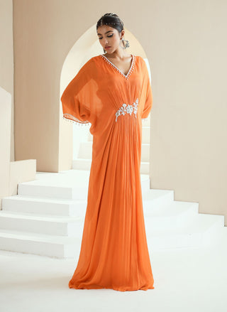 Orange Embellished Kaftan