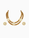 Tizora-Gold Pachi Kundan Double Layered Necklace Set-INDIASPOPUP.COM