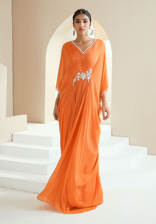 Orange Embellished Kaftan