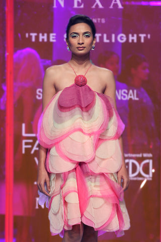 Siddhartha Bansal-Pink Layered Short Dress-INDIASPOPUP.COM