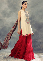 Bhumika Sharma-Ivory Top With Thread Work & Sharara-INDIASPOPUP.COM