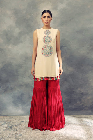 Bhumika Sharma-Ivory Top With Thread Work & Sharara-INDIASPOPUP.COM