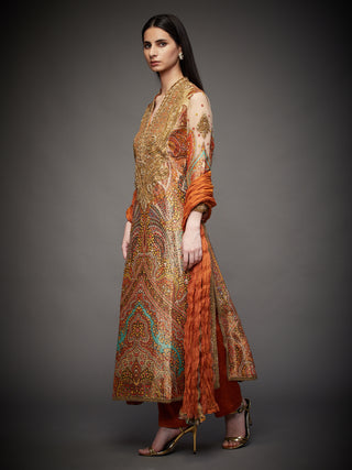 Ri.Ritu Kumar-Burnt Orange Embroidered Kurta Set-INDIASPOPUP.COM