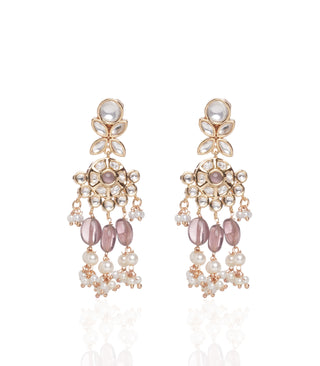 Preeti Mohan-Pink Kundan Necklace With Earring-INDIASPOPUP.COM