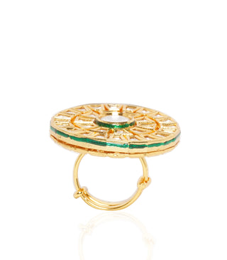 Preeti Mohan-Gold Plated Kundan Ring-INDIASPOPUP.COM