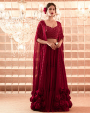 Charu & Vasundhara-Oxblood Red Capes & Kimono-INDIASPOPUP.COM