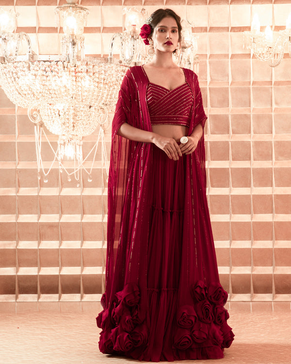 Charu & Vasundhara-Oxblood Red Capes & Kimono-INDIASPOPUP.COM
