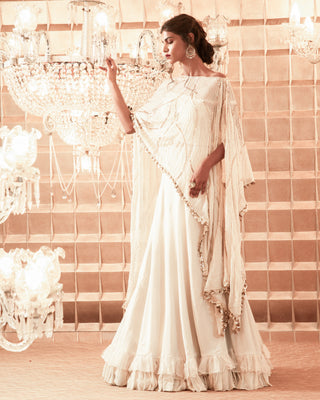 Charu & Vasundhara-Ivory Embroidered Lehenga Set-INDIASPOPUP.COM