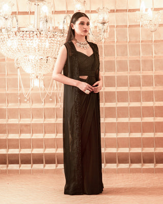 Charu & Vasundhara-Black Embroidered Saree-INDIASPOPUP.COM