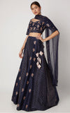 Pink Peacock Couture-Navy Blue Sequins Embroidered Lehenga Set-INDIASPOPUP.COM