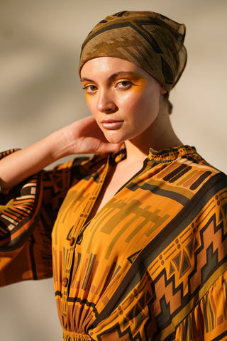 Nikita Mhaisalkar-Mustard Aztec Printed Tunic And Palazzo-INDIASPOPUP.COM