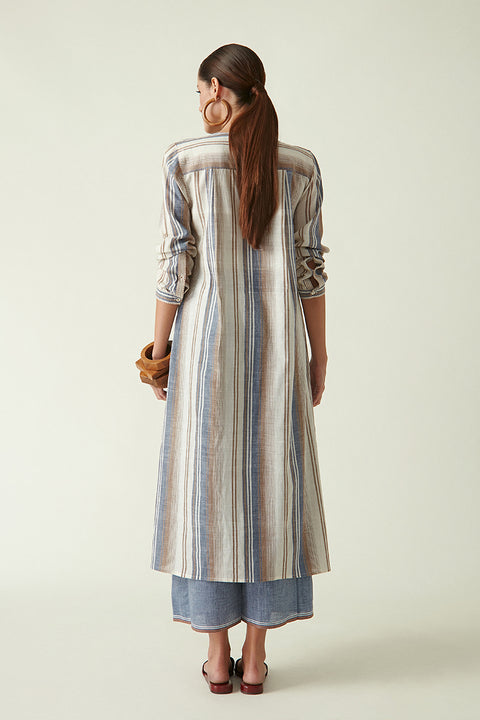 Payal Pratap-Brown Blue Keith Striped Dress-INDIASPOPUP.COM