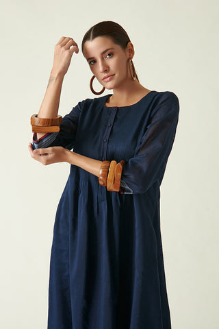 Payal Pratap-Navy Bonnie Dress With Scalloped Slip-INDIASPOPUP.COM