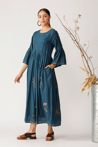 Payal Pratap-Teal Green Pleated Dress-INDIASPOPUP.COM