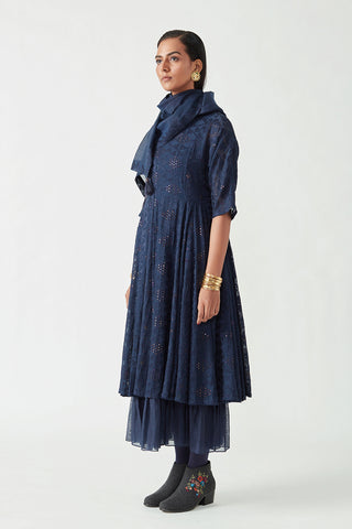 Payal Pratap-Navy Alma Embroidered Dress-INDIASPOPUP.COM