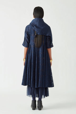 Payal Pratap-Navy Alma Embroidered Dress-INDIASPOPUP.COM