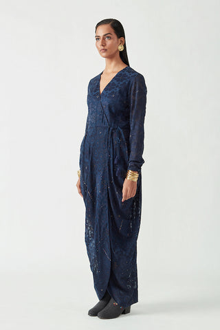 Payal Pratap-Navy Oscar Embroidered Dress-INDIASPOPUP.COM