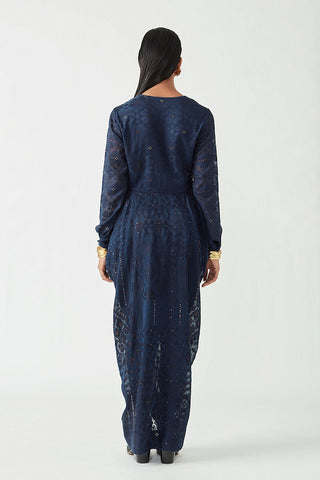 Payal Pratap-Navy Oscar Embroidered Dress-INDIASPOPUP.COM