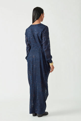 Payal Pratap-Navy Oscar Embroidered Dress-INDIASPOPUP.COM