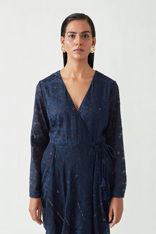 Payal Pratap-Navy Oscar Embroidered Dress-INDIASPOPUP.COM