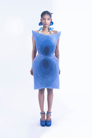 Siddhartha Bansal-Ribbon Embroidery Structured Short Dress-INDIASPOPUP.COM